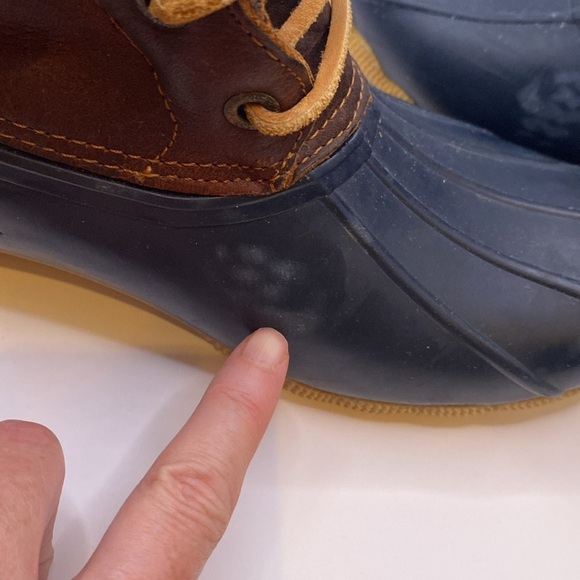 Sperry Top Sider Saltwater Tan Navy Blue Duck Boots STS91175 Women's Size 7.5 - Picture 6 of 10